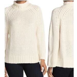 NWT CENY Cable Mock Neck Raglan Sweater Size medium off white A003555